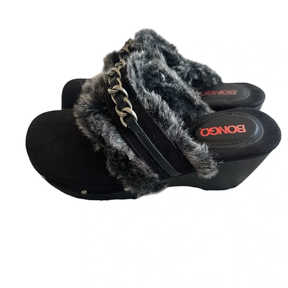 Vintage Y2k‎ BONGO Black Faux Suede Clogs Mules  Wms Sz 7.5  Studded